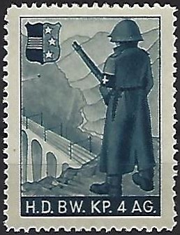 Schweiz Suisse Switzerland Soldatenmarken Eisenbahn Soldier Stamps Railway Bewachungsdienst H.D. Bw. Kp. 4 AG  